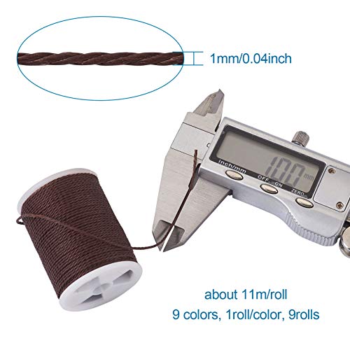 108 Yard 1mm Waxed Polyester Cords 9 Kleuren Macrame Touw armband draad kralen koord voor naaien gevlochten sieraden ketting ambachtelijk maken, 9 Rolls
