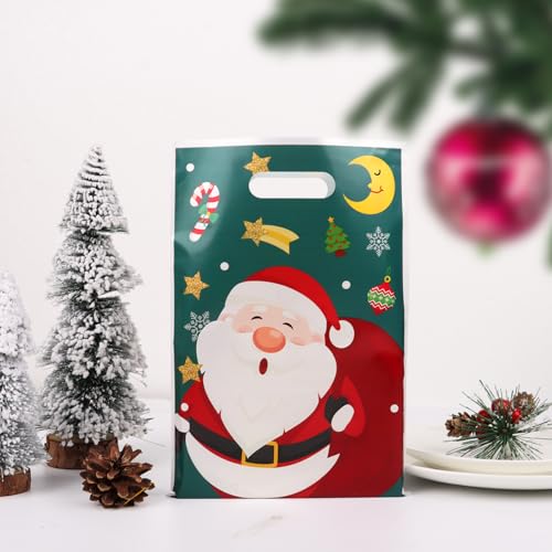 30 stuks kerstcadeauzakjes met 4 ontwerpen voor Kerstmis, goody bags, geschenkverpakkingstassen, herbruisbare kerstzakjes voor cadeautjes, kerstfeest, vakantiedecoratie 3