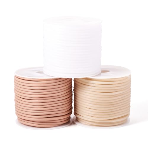 3 Rolls Holle Rubber Cords 2mm Pijp PVC Tubular Touwen met Plastic Spool Tubing Rubber Cord 3 Kleuren voor sieraden maken DIY Crafts armband Tubular Breitouw