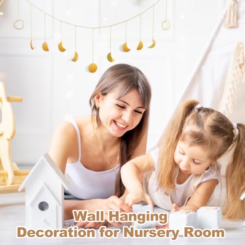 Maanfasen Wanddecoratie Goudglans Metaal Maan Fase Garland Boho Wall Decor esthetische muur hangende decoratie voor slaapkamer woonkamer kinderkamer 5