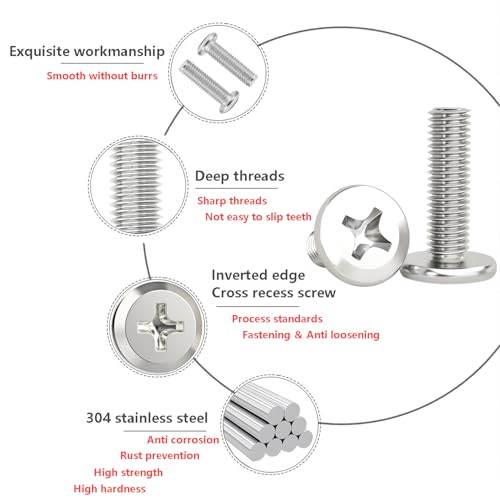 20 st. Platte ronde kop omgekeerde Phillips kop Schroeven M4 x 10mm 304 roestvrij staal Meubels Schroeven voor huishoudelijke bouw 4