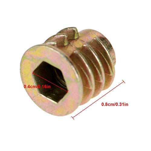 Meubels Hex Socket Nut M4 * 8mm 50Scs Type Thread Zinklegering Draad Hexagon Nut hoofd noten voor houten insert 3