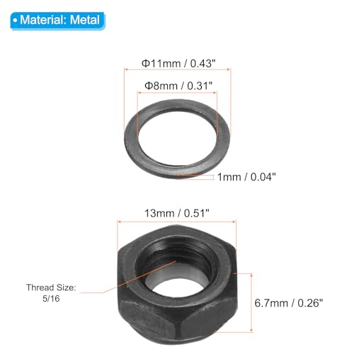Skateboard Lock Nuts Set, 5/16 Skateboard Truck Axle Washers Spacer Hardware Reparatie Kit voor Longboard Cruiser, Zwart