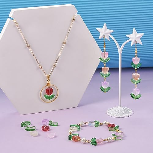 80set tulp & bladlampwerk glazen kralen voor sieraden maken