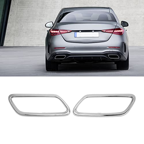 Uitlaatrem van de auto, 1 Paar Auto Uitlaat Tip Cover Trims Bezel Vervanging voor Benz C klasse W206 (Zilver Chrome)