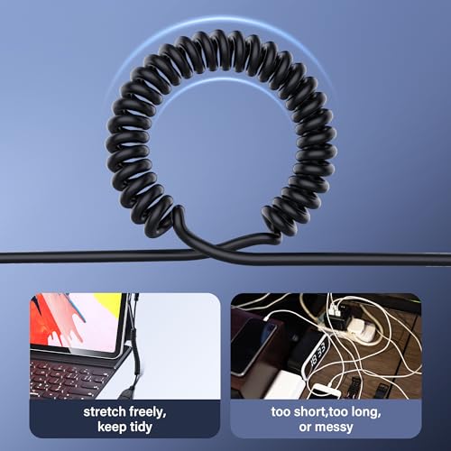 USB Type C Coil Cable 5 Gbit/s Uitbreidbaar 90 Degree USB 3.0 Bus naar USB C Plug, Laadkabel en gegevensoverdracht voor telefoon, tablet en andere USB-C-apparaten (F/R) 3