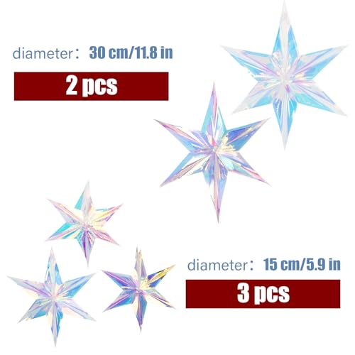 5Stuks iriserende hangen ornamenten novelty decoraties foil ster plafond decoratief voor Festival verjaardag zeemeermin oceaan kerst nieuwjaar feest