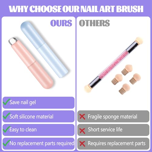 3 Stukken Siliconen Nagel Art Rendering Tools, Multifunctionele Nail Brush, Ombre Lip Brush, Make-up Brush, Herbruikbare Nail Art Brush, Nail Polish Brush voor UV Gel Valse Nails 4