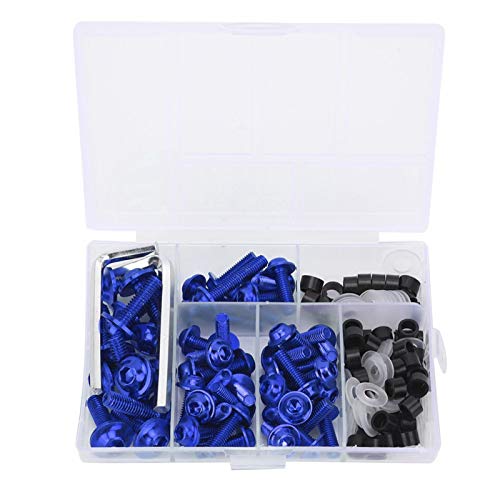 158st/set Universal Fairing Bolts Pakkingsset, Universal Brand New ABS Aluminium Fairing Bolts Kit voor motorfiets(Blauw)