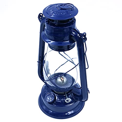 30cm Vintage Storm Lantaarn Lichten Olielamp Burning Lantaarn Retro Kerosene Lampen Klassieke Olielamp Tafel Lantaarns voor thuis, Tuin, Camping Citronella - Blauw 3