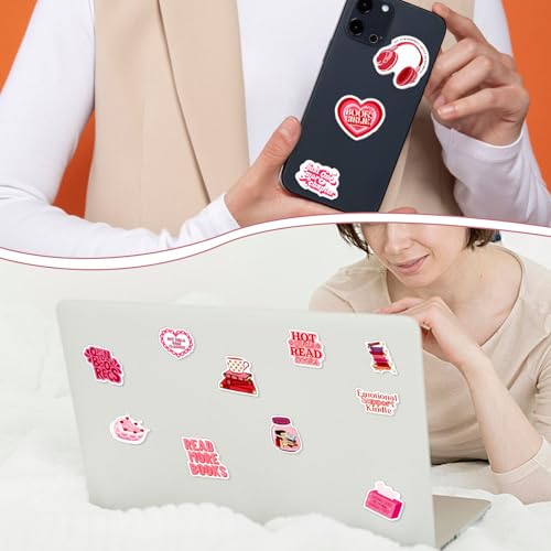 Pack of 60 Pink Book Stickers, Esthetische Stickers, Book Stickers, Book Stickers, Reading Stickers voor Laptops, Verzamelbare Albums, Waterflessen, Skateboards, Journaling 4