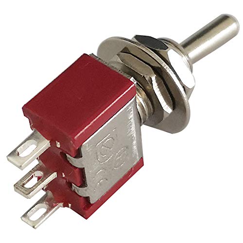 Mini-aanschakelschakelaar AC 125 V 6 A / 250 V 2 A SPDT ON-OFF-ON, 3 Pins, 3 Positions, Voor schepen en instrumentenbord, Rood, 10 stuks 5
