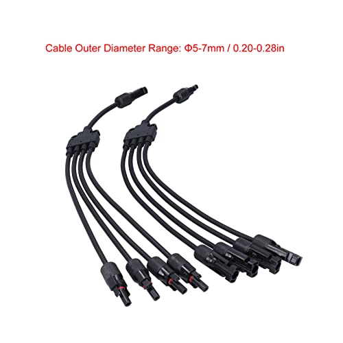 Solar Connectors, Solar Panel Connector 4 Branch Y Type Parallel Connector Solar Panel Uitbreiding Kabel PV Wire Adapter voor Solar Panel
