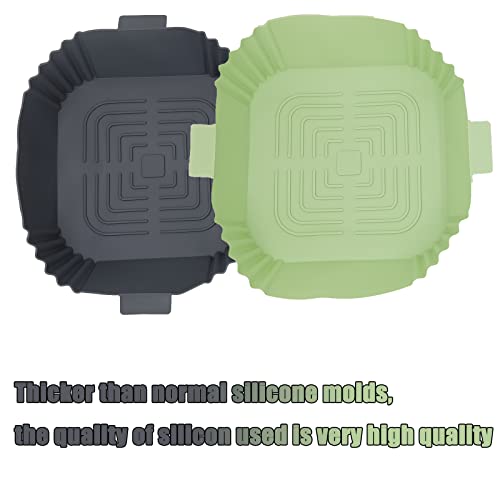 2 stuks Air Fryer Siliconen Jaren, Air Fryer Accessoires, Siliconen Hot Air Fryer, Herbruikbaar, voor Magnetron, Oven, Inductie Cooker, Koelkast (Square, Verdikking) 3