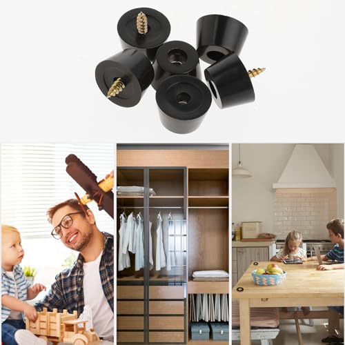 12 st. Zwarte ronde rubberen voeten voor snijplank, zachte Grip, non-slip, non-slip, roestvrij stalen schroeven 4