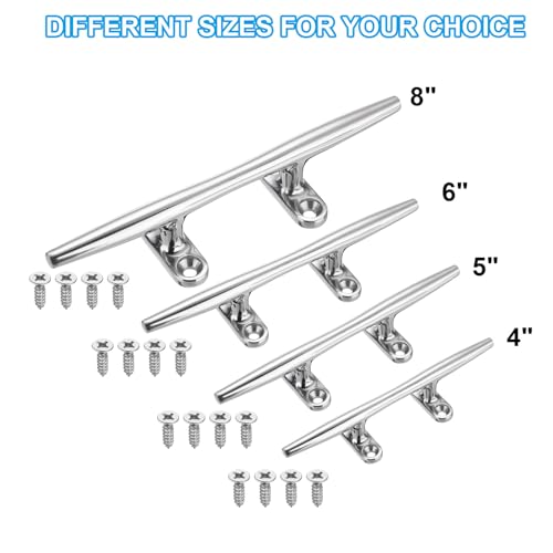 20,5cm Boot Dock Sleats, 2st 316 Roestvrij staal Navy Open Base Dock Sleats Touw Sleats met bevestigingsmiddelen voor Boot Deck Kayaks Nautische Decor Hook, Zilver 5