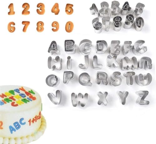 Set van 36 brievenstempels, alfabet, roestvrij stalen cakevorm, met duurzame opslagbox voor cake decoratie, suikerpasta, koekjes, cookies 5