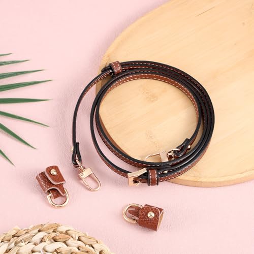 Lederen schouderband met Adapters, Bruin verstelbare vervangingsschouderband voor Crossbody Conversion Kit Compatibel met Longchamp Mini Tassen en Handtas Accessoires 3