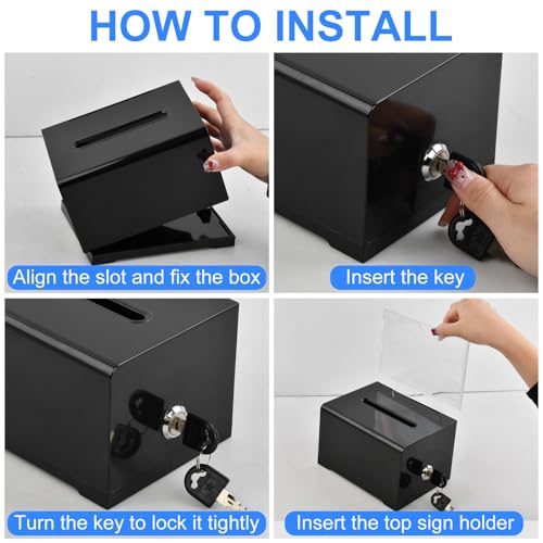 Dispenser Box, Acrylic Dispenser, Transparante Gelddoos met Sleutel, Aanbevolen Doos voor het verzamelen van Donaties, Business Cards, 15,7 x 11,5 x 10,2 cm 3