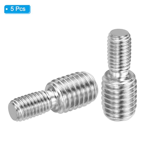 M8 x M12 x 30 Double Threaded Bolts, 5st Roestvrij staal 304 Thread Reducer Adapter voor meubels, lengte 31m m 3
