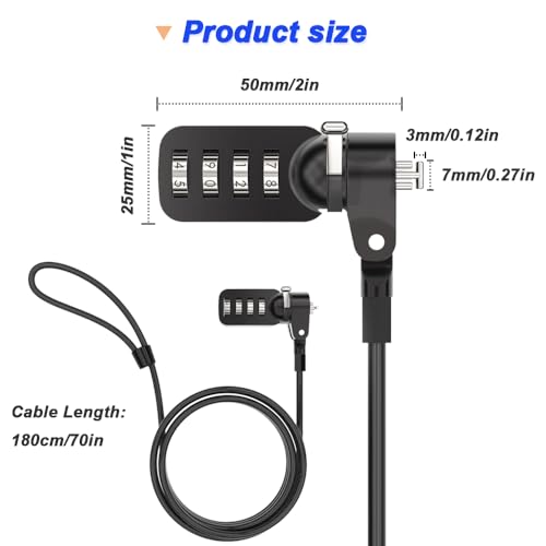 Laptop Security Lock Kabel, 4 digitale wachtwoordbeveiliging Computer Kabelbeveiliging, Anti-diefstal slot Compatibel met Dell Notebook (pakket van 2)