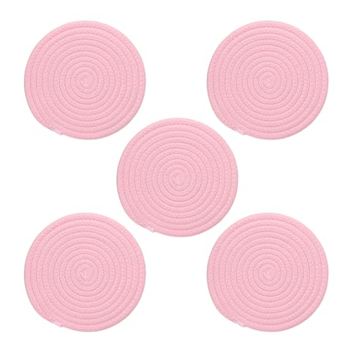 Hot Food Coasters 20,5 cm, 5 stuks Coaster Mat voor Hot Pots en Pans, Heat Resistant Hot Pads, Pothouders voor Keukentafel, Roze