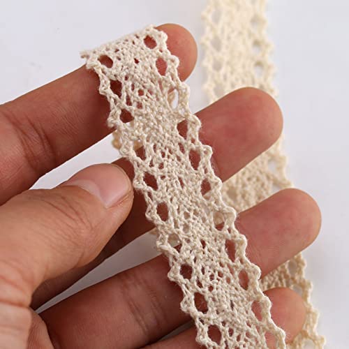 Zelfklevende Lace Ribbon 26 Meters Katoen Deco Tape -2cm Vintage Kant Border Hook Trims voor ambachten Naaien bruiloft Decoratie Scrapbooking Gift Box (Beige) 3