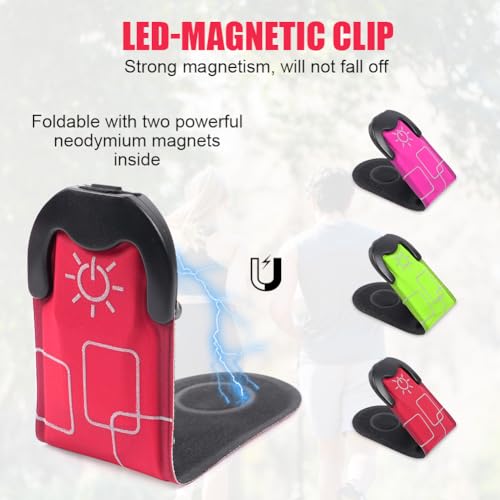LED-clip, oplaadbare USB LED Magnetic Clip, LED Magnetic Clip met 3 Verlichtingsmodi, Hoge Zichtbaarheid en Heldere Glow, Unisex voor rugzak, Wandelen, hardlopen, Joggen 3