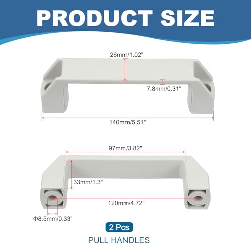 Plastic Pull Handles 120mm Gat Centers, 2st Vierkante Lade Trekt Keuken Hardware voor Bagage, Mechanische apparatuur, Deurkast, Handvat, Grijs