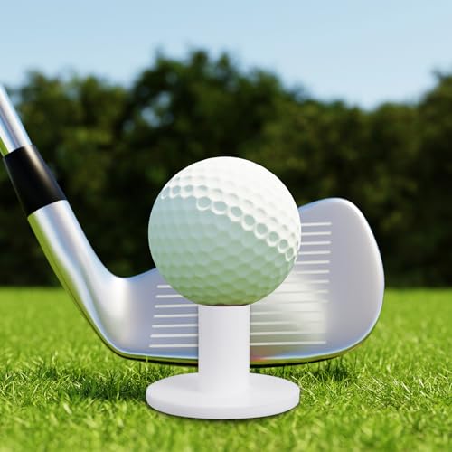 1.4 Inch Rubber Golf T-Shirts, 5 Pack Long Practice Training Driving Range Tees, Stabiele balhouder voor buiten en binnen Batting Mat, Wit 5