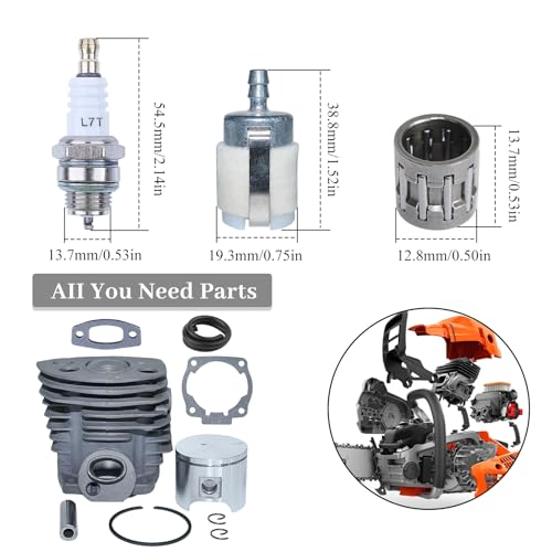 Nikasil Coated Cilinder Piston Bearing Kit voor Husqvarna 51 55 Rancher (46mm) Accessoires Brandstoffilter Line Seal 503 16 91-71
