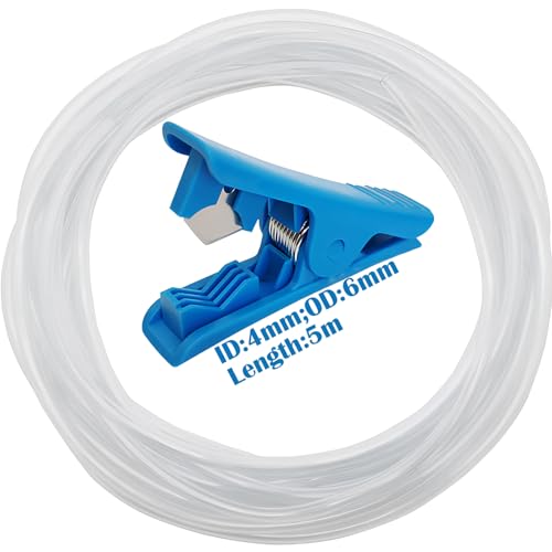 Transparante buis, 4mm ID x 6mm OD 5m Heldere PVC slangbuis, flexibele waterpijp met 1 Piece Pijpsnijder
