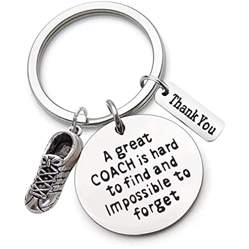 Roestvrij stalen sleutelhanger met graveren "Een grote coach is moeilijk te vinden en onmogelijk te vergeten" Teacher's Day Gift, Zilver, M, siliver 3