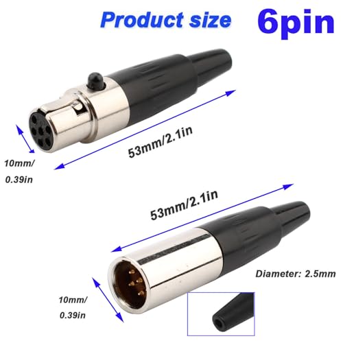 4 x XLR Solder Connectors, 6 Pin Mini XLR Plugs, 6-Pin XLR Connectors, XLR Man / Vrouwelijke Connector, Microfoon Kabel Plug, Stereo XLR Connectors (Man 2