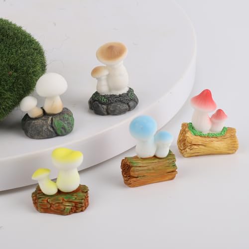 16 st. Mini Resin Paddestoelen, 8 Styles Paddestoelen Figurines Miniatuur Figurines Kleine ornamenten Poppenhuis Fairy Tuin Outdoor Micro Landschap DIY Ambachten Decoraties en geschenken 4