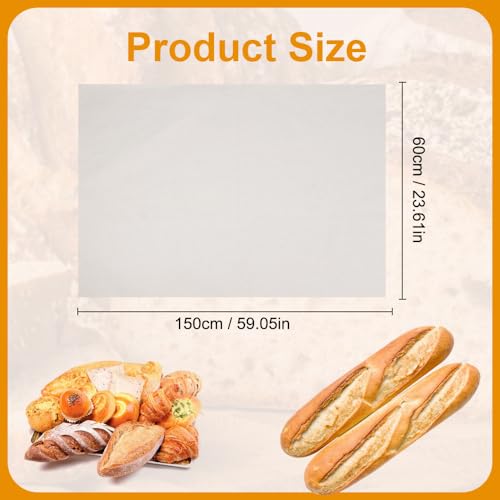 2 stukken linnen doek, 150 x 60 cm, bakkerslinnen, deegdoek, linnen doek voor brood, bakkersdoek, gebakdoek, natuurlijk linnen, brood, bakken, toebehoren, voor fermenteren, brood, baguette, brood