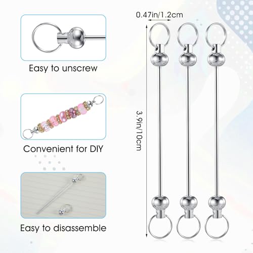 Kralen Keychains, 8st Metaal Key Chains, Raw Metal Sleutelhangers voor sieraden maken, DIY Raw Kralen Keychain Strips voor ambachten, Zilver, zilver, Eén maat