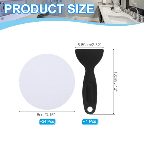 Non Slip Stickers voor Badkuip, Set van 20 Veiligheidsdouches, Non-Slip Stickers met Self-Adhesive Stickers, Scraper voor Badkuip, Douche, Vloertrappen, Wit