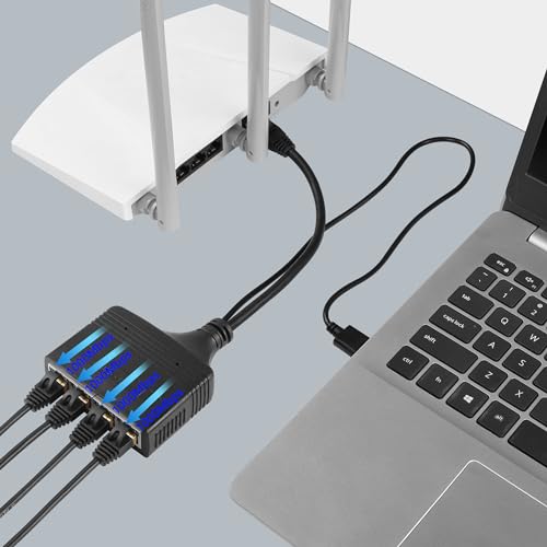 Gigabit RJ45 Network Splitter Adapter, 1 tot 4 ethernet Splitter, 1000Mbps High Speed LAN Network Splitter, 4 apparaten Deel het internet op dezelfde tijd (1 tot 4 mannelijke Gigabit)