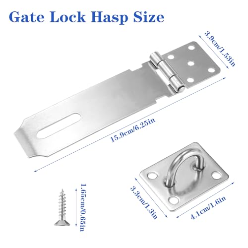 2 Stuks Deursloten Latch Lock, 15cm 304 Roestvrij stalen veiligheidspak slot Latch Latch met schroefjes voor de deur Vensterkast Huisdierkooi Toolbox Barn Fence 5