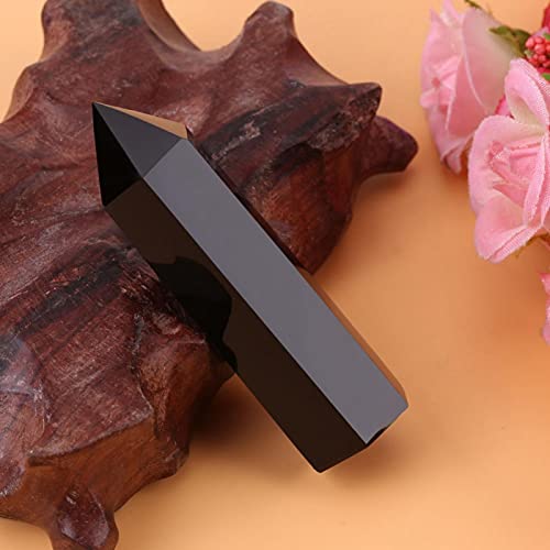 Natural Black Obsidian Crystal Stone Hexagonal Wand Stone Wand Black Stone Wand Column 3