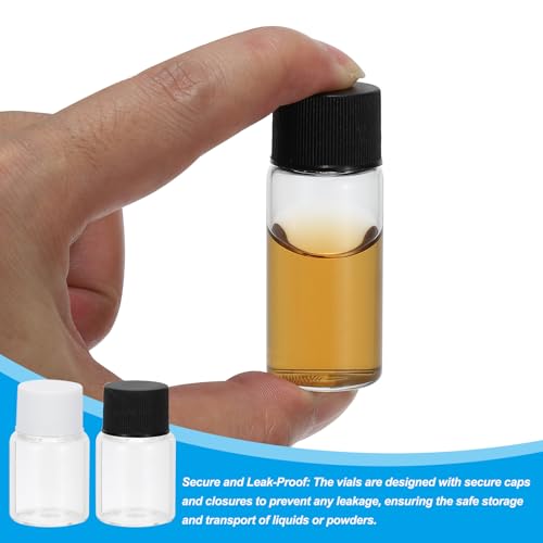 20ml Essentiële olieflessen, 8 stuks Heldere glazen flessen met openingsreducer, injectieflacon, slanke schroefdop, opslagflessen, container, zwart 3