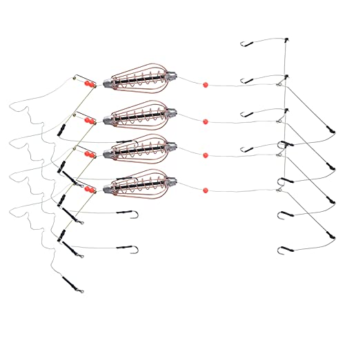 Vissen Bait Cage, 4-Piece met koperen lentemandje, Lure Feeder en haken - Premium Fishing Accessoires voor visliefhebbers 3