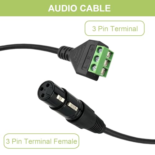 2 x XLR 3 Pin naar Terminal Converter Adapter 3 Pin XLR Female naar Terminal Converter Kabel voor luidsprekers Geluidsapparatuur Microfoon Live Performance 3