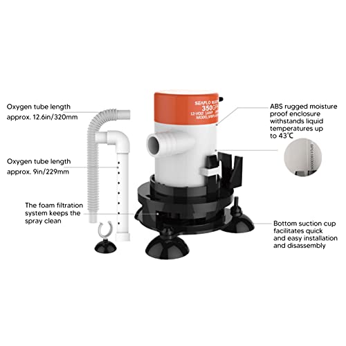 Bait Pump, 12V 350GPH Maximum Flow Boat Tank Vis Saver Aerator Portable Livewell Pump voor elke container 5