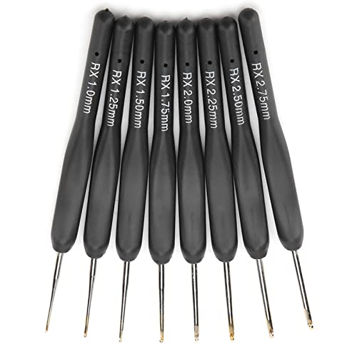 8 st Aluminium haaknaalden set, 1.0mm-2.75mm gladde breinaalden set, ergonomische zwarte zachte handgreep, lange breinaalden weefgaren set 3