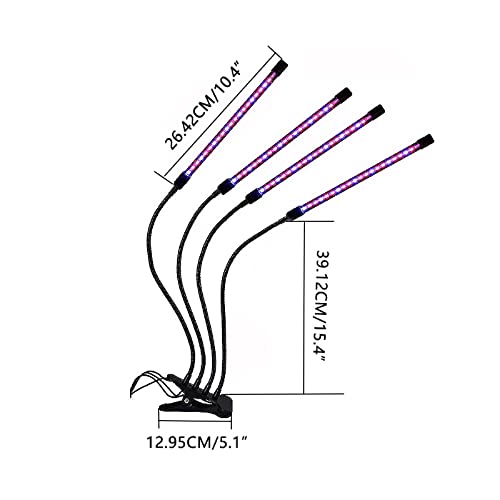Groei Lichte plantenverlichting voor binnenplanten, volledig spectrum Clip Plant Groeilamp met roodblauwe LED's, 9 dimbare niveaus Auto AAN & Uit met 3/9/12H Timer, Verstelbare ganzenhals voor verschillende plantengroei