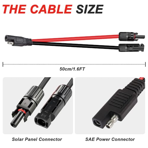 10AWG Solar Panel Cable to SAE Plug, Plug and Bushing Adapter to SAE PV Extension Cable for RV, Solar Panel (2st, 50cm)