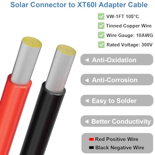 XT60i naar Solar Module Adapter, 10 AWG naar XT60i Plug, XT60i Extension Cable voor Solar Generator, Portable Power Station, Solar Panels (0,6m) 3