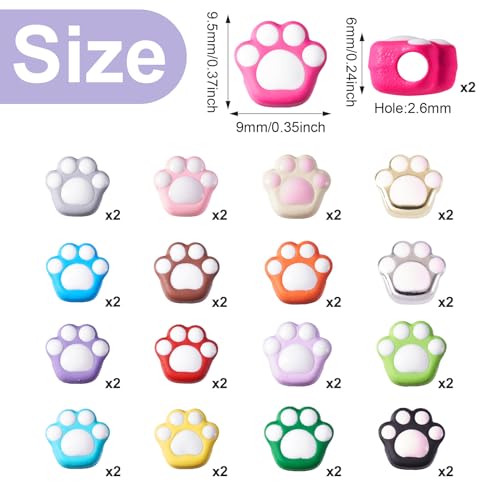 34 st. Kat Paw Afdrukken Emaill Kralen Paw Afdrukken Legering Emaill Spacer Kralen 17 Kleuren Spray Printed Cute Animal Spacer Kralen voor DIY armband ketting sieraden maken 4